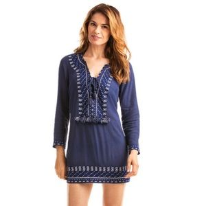 Vineyard Vines Blue Embroidered Tassel Cover-Up